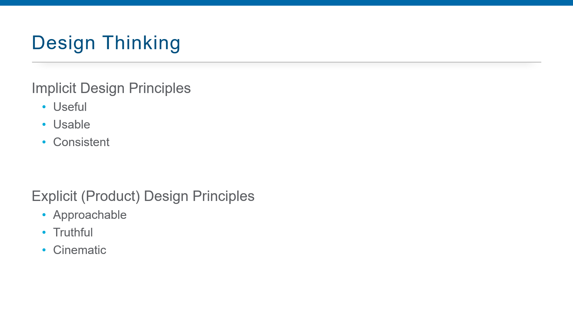 List of Implicit and Product design principles